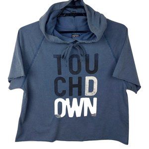 Large Touchdown Blue Pullover Hoodie Crop Top
